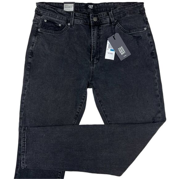 New ZeeGeeWhy Men Black Ripped Jeans Pipes Skinny Casual Cotton Pants US 36 - Picture 1 of 15